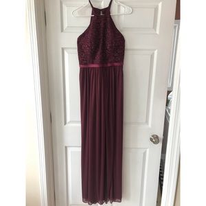 Wine, Backless Full Length Bridesmaid Dress